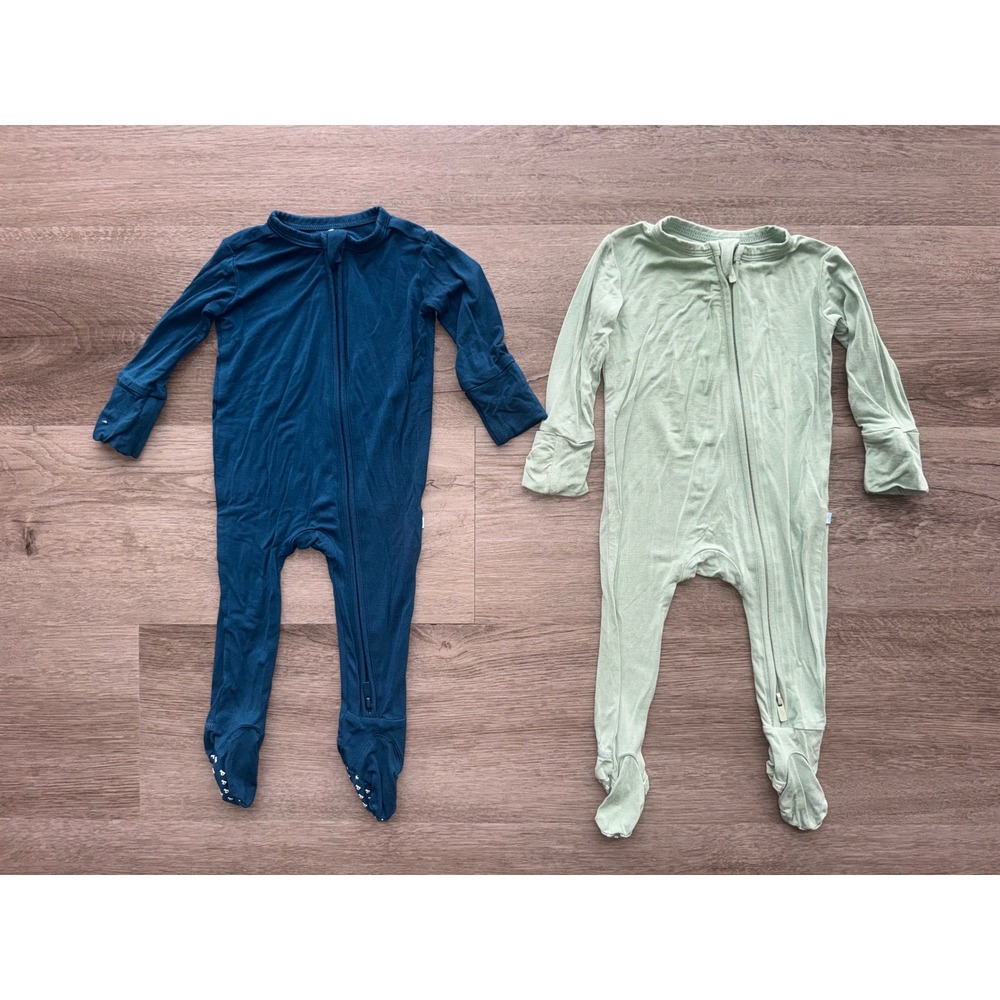 Posh Peanut Bamboo One Piece Footie Set of 2, 0-3 months Teal Sage Green